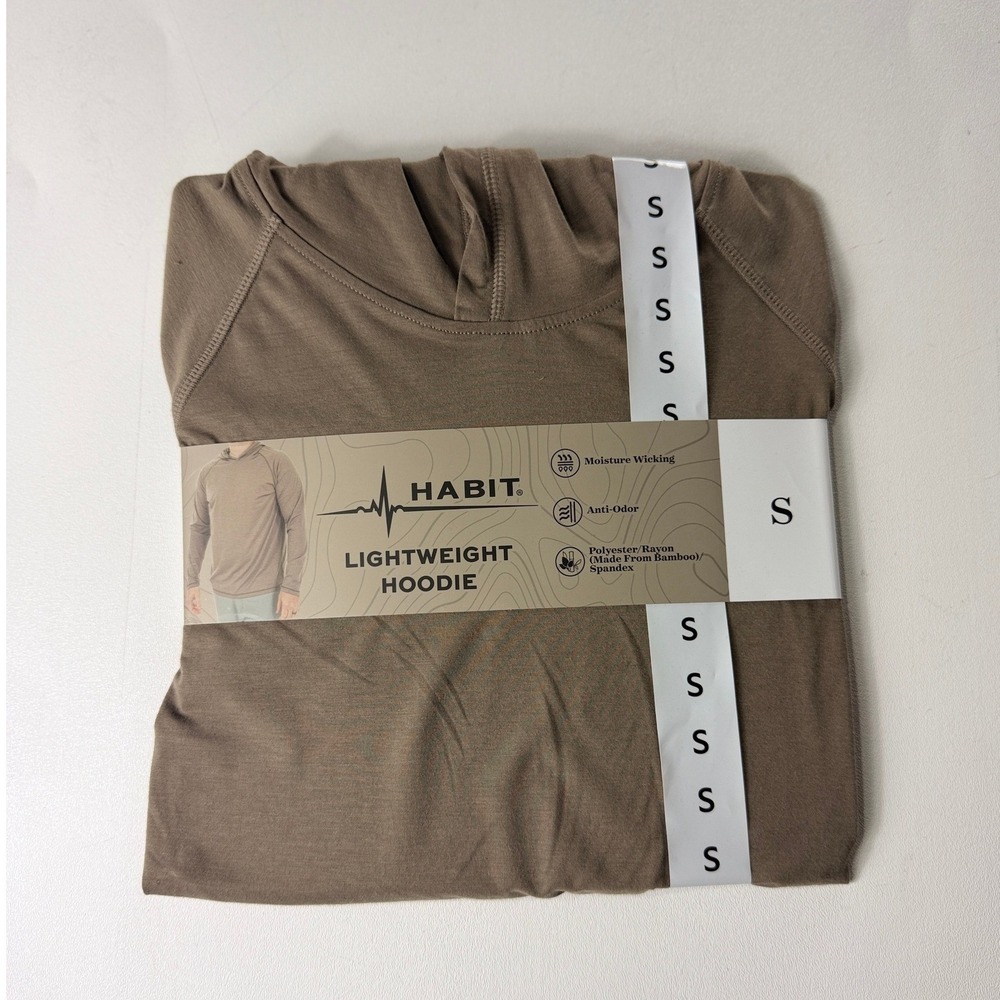 Habit Mens Lightweight Hoodie Desert Taupe Bamboo Blend Activewear Small PH10300